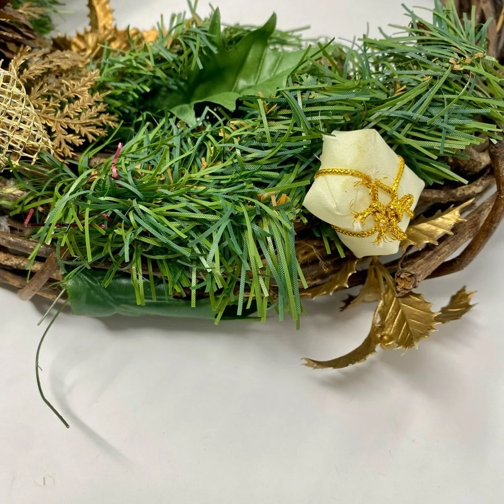 Rustic Holiday Wreath with Greenery and Pinecones